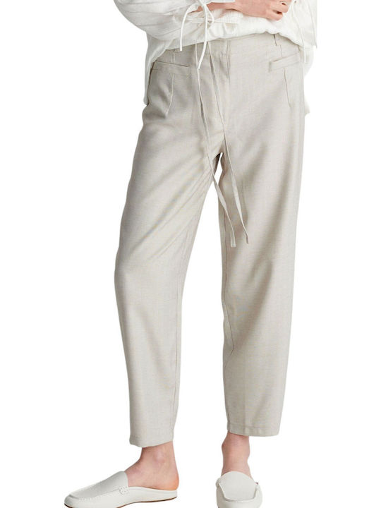 Women's Fabric Trousers Beige