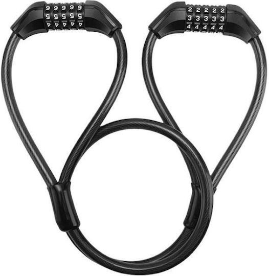 West Biking Yp0705127 Fahrradschloss Doppel Stahl Kabel mit Codezugang Fahrrad Sicherheitsschloss Schwarz