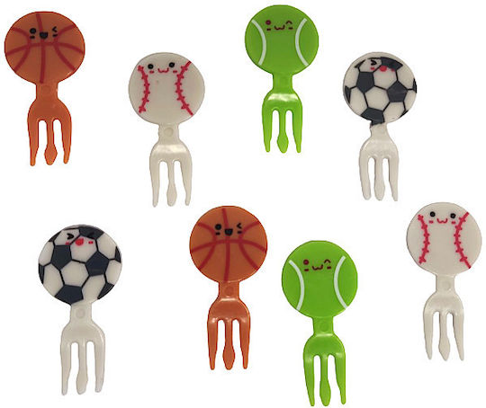 Set 24 Pieces Plastic Fruit Forks Sports Balls