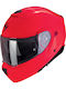 Scorpion Exo-930 Evo Solid Fluorescent Red Motorcycle Helmet Flip-Up ECE 22.06
