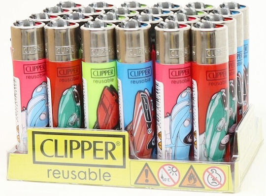 Clipper Großes Feuerzeug 24 Stück (Verschiedene Designs oder Farben)