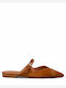 Flat Suede Mules In Brown Colour