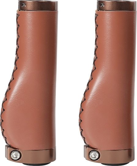 1 Pair Non-Slip Leather Bicycle Handlebar Grips Protective Mountain Bike Handlebar Vintage Brown