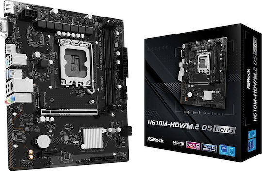 ASR H610M-HDV/M.2 D5 rev. 5.0 Motherboard Micro ATX με Intel 1700 Socket