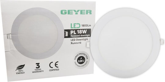 Geyer Вграден LED Панел 18W с Неутрално Бяло Светлина 4000K