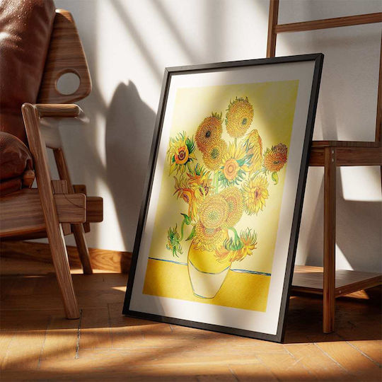 Poster Van Gogh Sunflowers Art116 50cm X 70cm White Wooden Frame