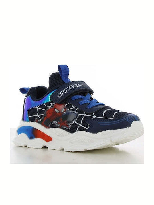 Spiderman Kids Sneakers with Hoop & Loop Closure & Lights Blue