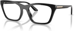 Emporio Armani Women's Acetate Skeleton Structure Cat Eye Black Emporio Armani Women's Acetate Skeleton Structure Cat Eye Black