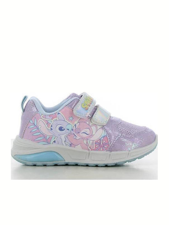 Παιδικά Sneakers Ανατομικά με Σκρατς & Φωτάκια Λιλά