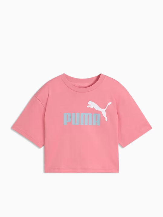 PUMA Top Crop Pentru Copii Cu Mâneci Scurte Roz