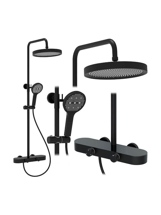 Rea Duschsäule mit Wannenbatterie Schwarze