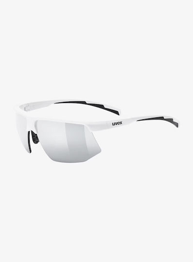 Uvex Cycling Glasses With White Frame And Mirror Transparent Photochromic Lenses