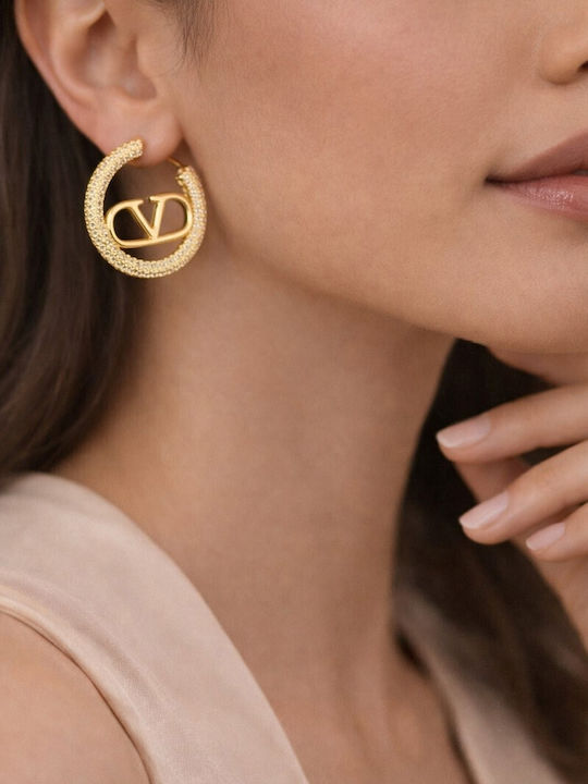 Eluna Gold Plated Hoop Earrings with Stones
