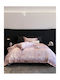 Double Duvet Cover Set 220x240cm 2 Pillowcases & 1 Pink Bed Sheet