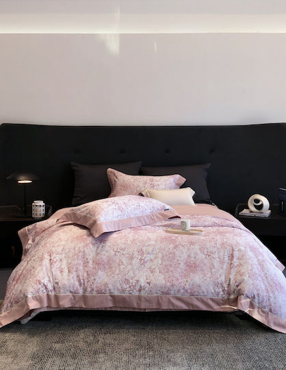 Σετ Παπλωματοθήκη Υπέρδιπλη 220x240cm 2 Μαξιλαροθήκες & 1 Σεντόνι Ροζ