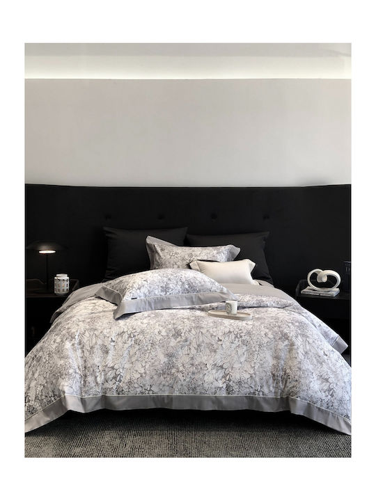 Σετ Παπλωματοθήκη Υπέρδιπλη 220x240cm 2 Μαξιλαροθήκες & 1 Σεντόνι Γκρι