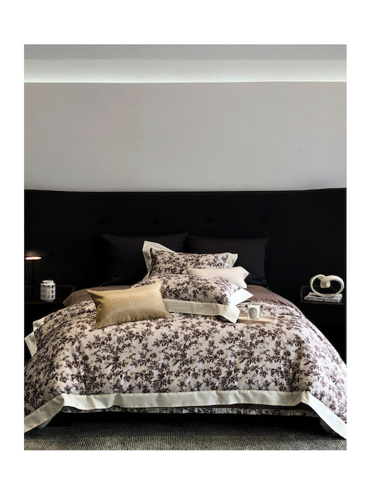 Σετ Παπλωματοθήκη Υπέρδιπλη 220x240cm 2 Μαξιλαροθήκες & 1 Σεντόνι Μπεζ Καφέ