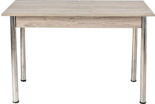 Karakolis Ausziehbarer Esstisch Holz mit Metallrahmen Aschgrau 120(+30)×70×78cm