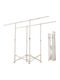 Folding Floor Clothes Drying Rack Metallic with Wheels White