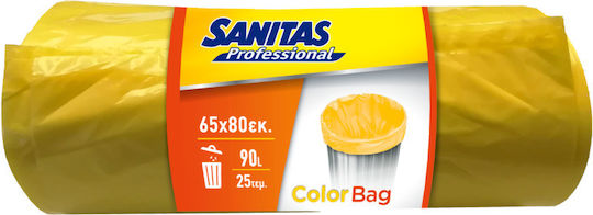 Sanitas Σακούλες Απορριμάτων Χωρητικότητας 90lt Professional 80x65cm 25τμχ Κίτρινες
