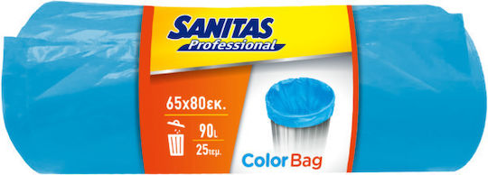 Sanitas Σακούλες Απορριμάτων Χωρητικότητας 90lt Professional 80x65cm 25τμχ Μπλε