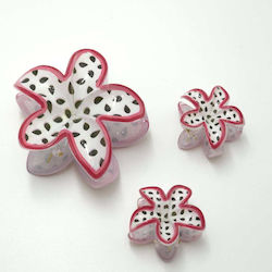 Σετ Κλαμεράκια Μαλλιών Λουλούδια Σχέδιο Dragon Fruit 3τμχ Λευκό