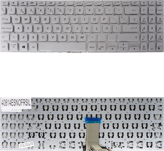 Spanish Laptop Keyboard Asus Vivobook S15 S530 S530ua S530un S530fa S5300f S5300fn S530fa-ej335t X530 K530 S530f S530ua X530fa X530un Es No Frame Silver Code 40814esnofrsil