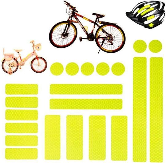 21 1 Solar Bicycle Stickers Reflective Honeycomb Warning Safety Plate Strips Fluorescent Yellow