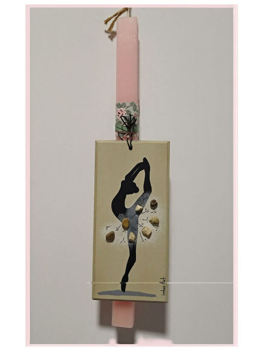 Easter Candle Ballerina Square Scented Handmade and with Painted Box Pink