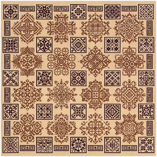 Stamped Embroidery Square Traditional Geometric Patterns Fabric Knossos Beige Gold 100cm X 100cm 1 Piece