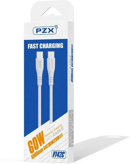 PZX USB 2.0 Cable USB-C male - USB-C 60W Λευκό 1m GZ16520