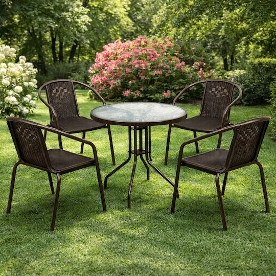 Dining Set 5 Pieces Brown Dining Set 5 Pieces Brown