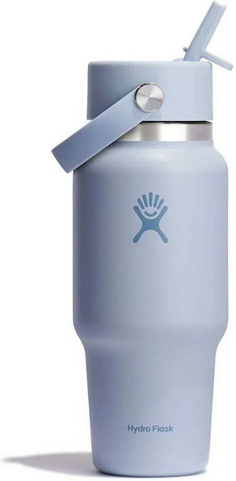 Hydro Flask Wide Flex Cap Μπουκάλι Θερμός Ανοξείδωτο 710ml Flex Straw Cap Surf Blue με Καλαμάκι
