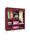 Stoffkleiderschrank mit Reißverschluss und Regalen in Roter Farbe 175x45x130cm