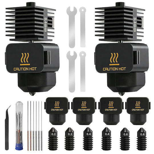 Kit Hotend Bambu Lab A1/A1 Mini Imprimante 3D – 2 Bucăți Cap De Imprimare 0.4 Mm Duze Oțel 0.2 0.4 0.6 Mm Mâneci Silicon Ace Curățare Pensetă