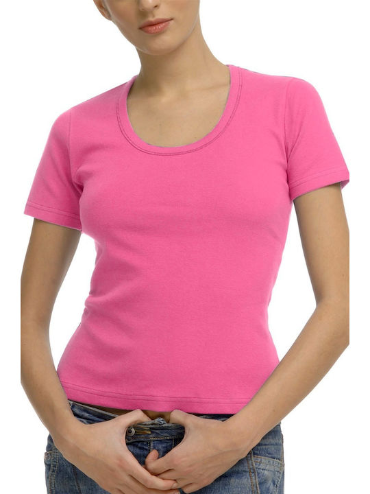 Short Sleeve Pink Fluo Women's Tank Top