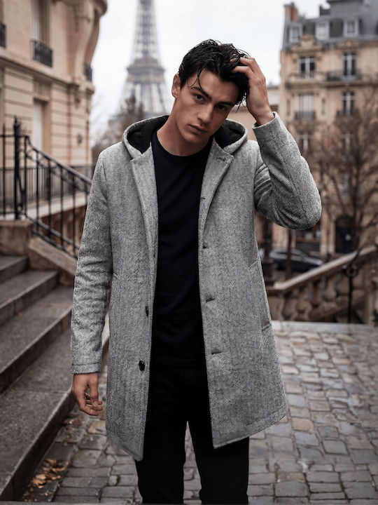 Jonny Wolf Men's Gray Half Coat