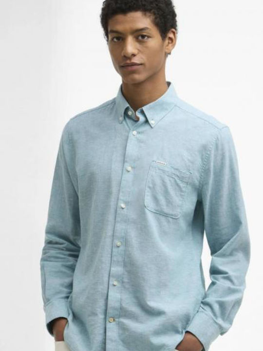 Barbour Nelson Langärmeliges Leinenhemd Light Teal