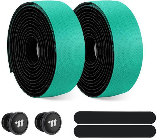 West Biking Yp0804093 1 Pair Bicycle Handlebar Tape Road Durable Wear Resistant Non Slip Shock Absorbing Green Black