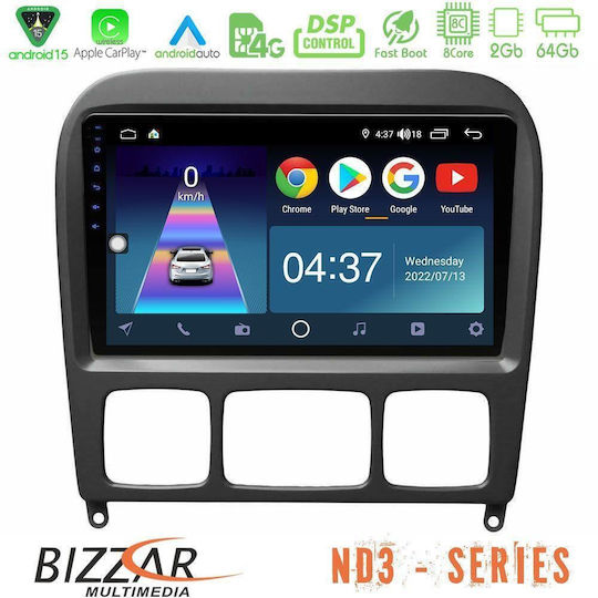 Bizzar Car Audio System for Mercedes-Benz S Class 1999-2004 Bluetooth USB WiFi GPS Apple CarPlay Android Auto with 9" Touch Screen