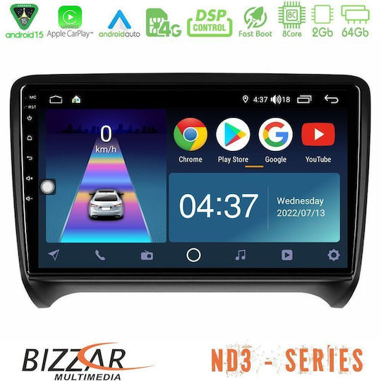 Bizzar Ηχοσύστημα Αυτοκινήτου για Audi TT 2007-2015 (Bluetooth/USB/WiFi/GPS/Apple-Carplay/Android-Auto) με Οθόνη Αφής 9"