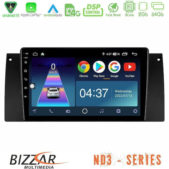 Bizzar Sistem Audio Auto pentru BMW E39 / X5 (E53) 1999-2006 (Bluetooth/USB/Wi-Fi/GPS/Apple CarPlay/Android Auto) cu Ecran Tactil 9"