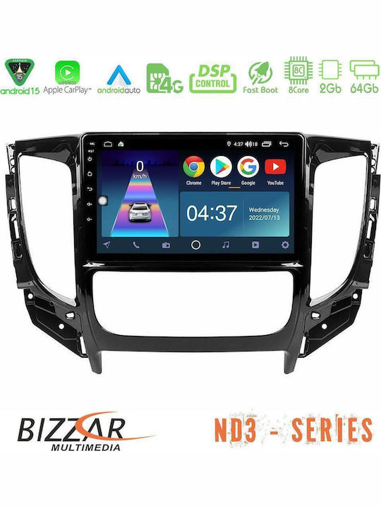 Bizzar Auto-Audiosysteme für Fiat Vollrück Mitsubishi L200 2016 mit A/C Bluetooth USB Eingebautes Wi-Fi GPS Apple CarPlay Android Auto mit Touchscreen 9 Zoll