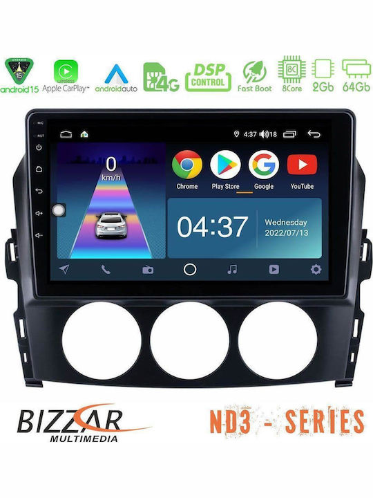 Bizzar Auto-Audiosystem für Mazda MX-5 2006-2008 (Bluetooth/USB/Eingebautes Wi-Fi / GPS / Apple CarPlay / Android Auto) mit 9 Zoll Touchscreen