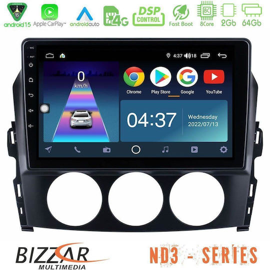 Bizzar Автомобилна Аудио Система За Mazda MX-5 2006-2008 (Bluetooth/USB/Wi-Fi/GPS/Apple CarPlay/Android Auto) С Touch Screen 9"