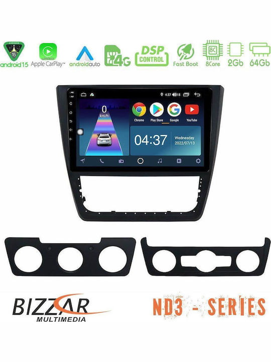 Bizzar Auto-Audiosystem für Skoda Yeti 2014-2017 mit Touchscreen 10" Bluetooth USB WiFi GPS Apple CarPlay Android Auto