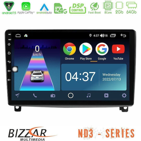 Bizzar Car Audio System for Peugeot 407 2004-2011 Bluetooth USB Wi-Fi GPS Apple CarPlay Android Auto with 9 Inch Touch Screen