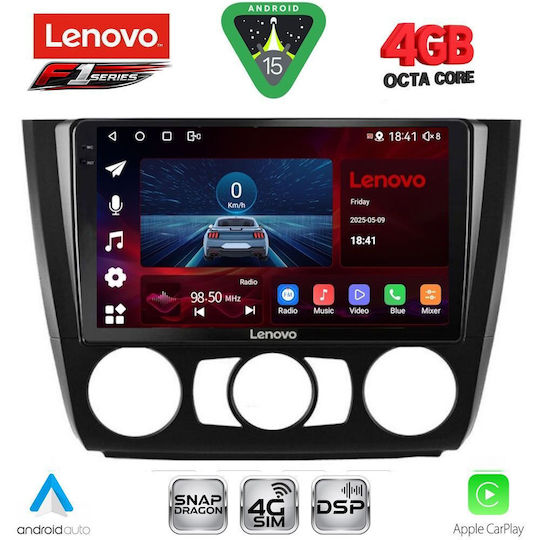 Lenovo Car Audio System for BMW Series 1 2004-2013 with A/C Bluetooth USB WiFi GPS Apple CarPlay Android Auto with 9" Touch Screen
