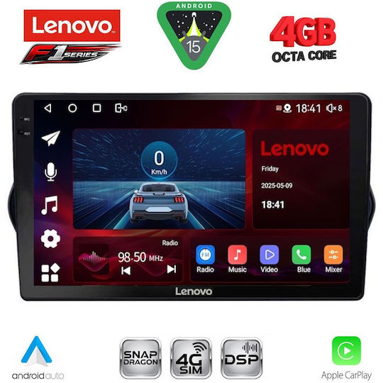 Lenovo Ηχοσύστημα Αυτοκινήτου για Fiat Tipo 2015-2023 (Bluetooth/USB/WiFi/GPS/Apple-Carplay/Android-Auto) με Οθόνη Αφής 9"