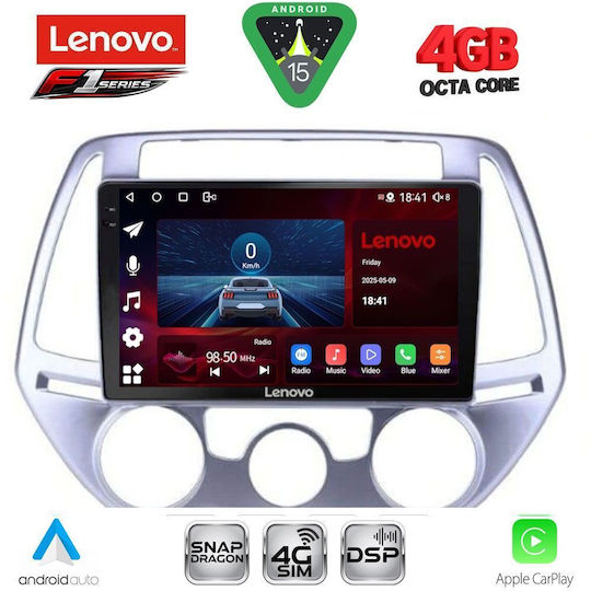 Lenovo Car Audio System for Hyundai i20 2008-2012 with A/C Bluetooth USB WiFi GPS Apple CarPlay Android Auto with 9" Touch Screen